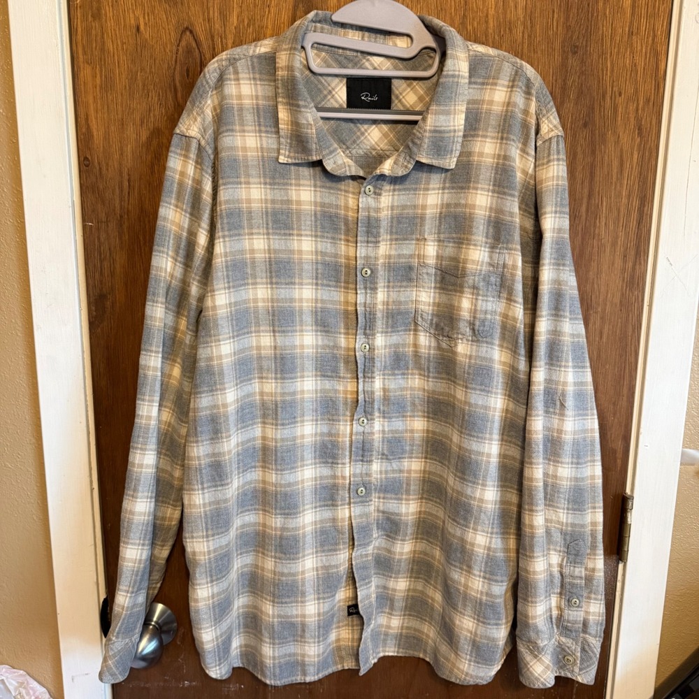 Rails Wyatt Mens‎ XXL Charcoal Desert Melange Plaid Cotton Button Down Shirt